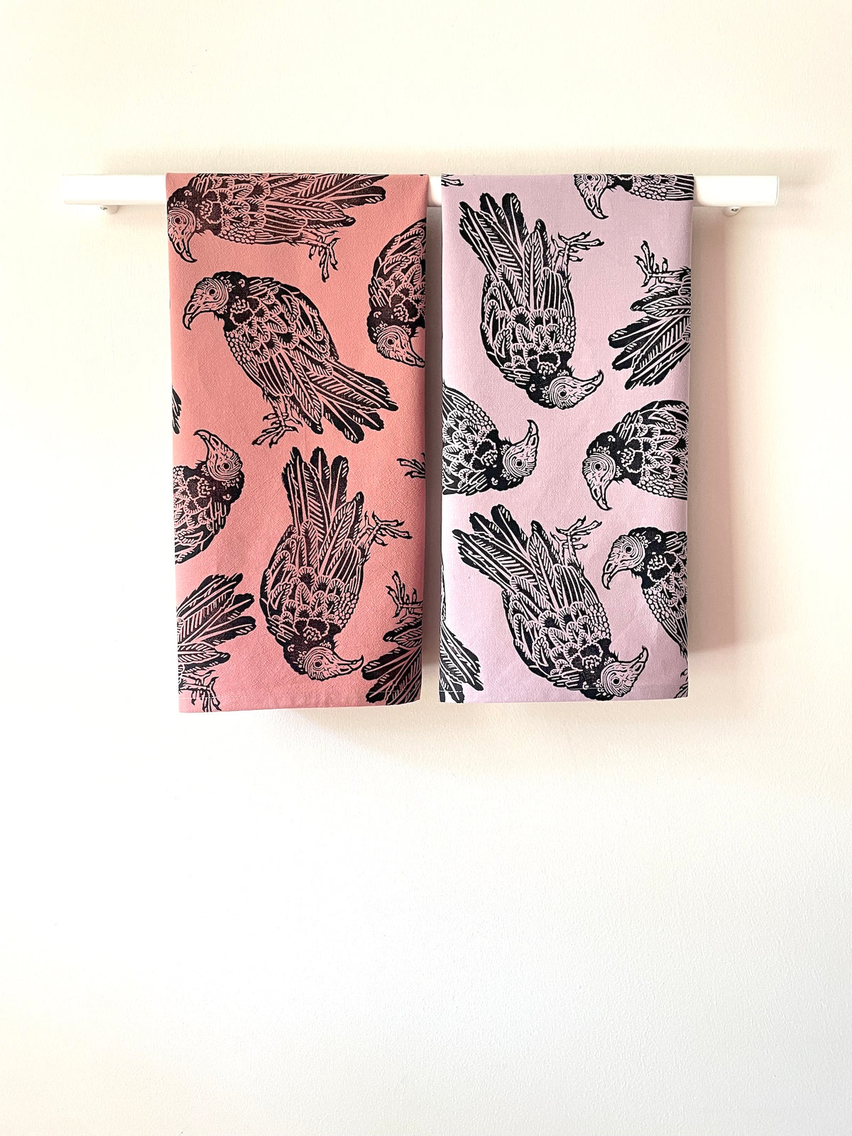 Cotton Tea Towel: Turkey Vulture on Lavender