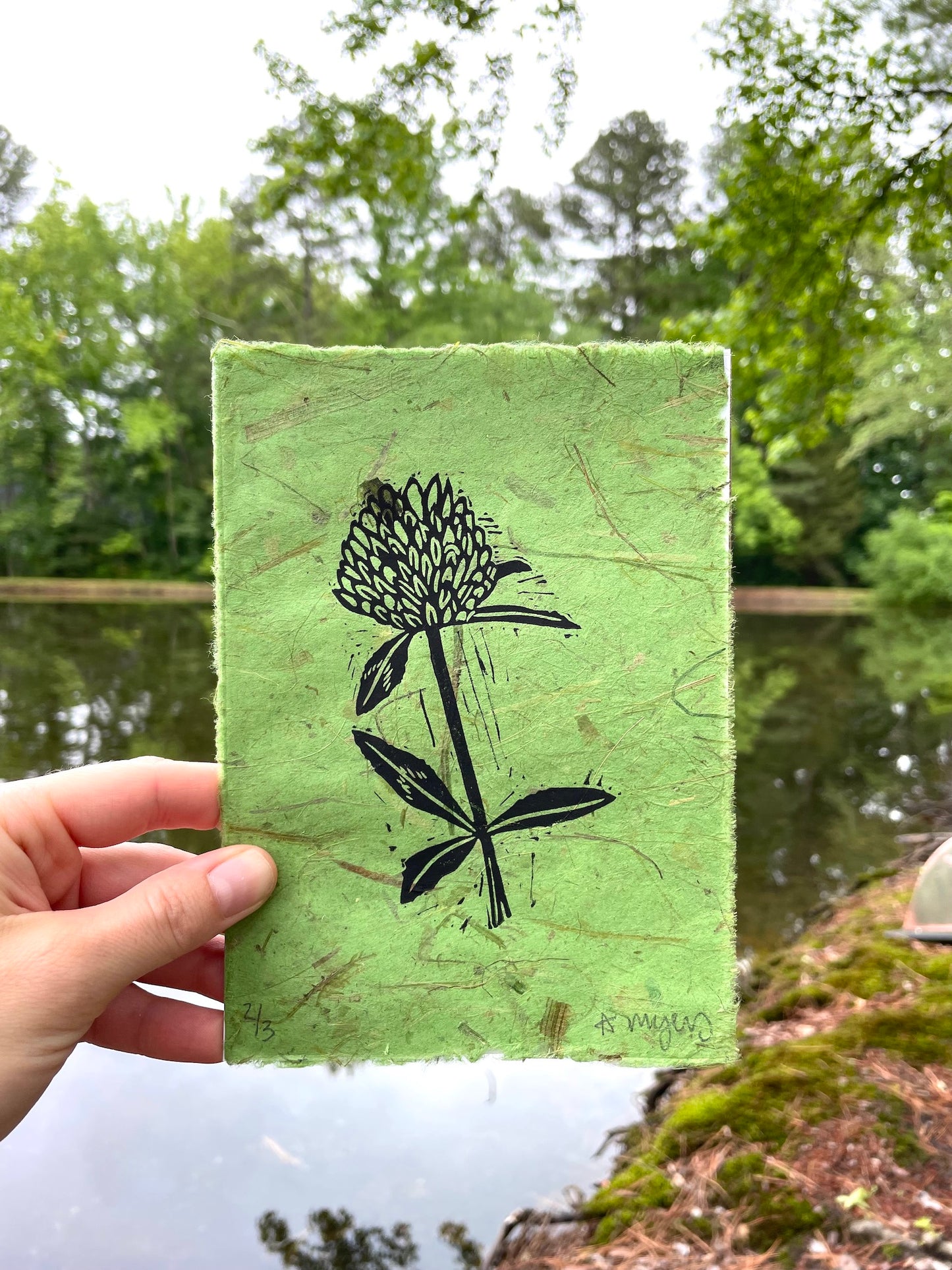 Clover Bloom on Fancy Paper-Green
