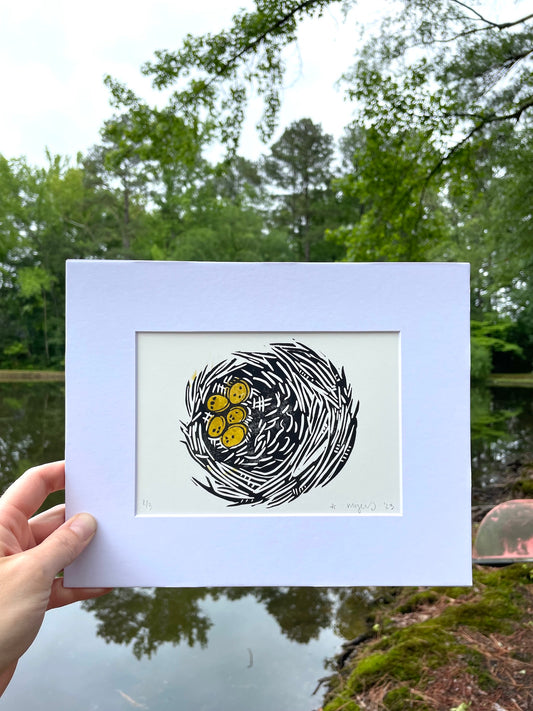 Bird Nest with Gold Eggs Print 5"x7"