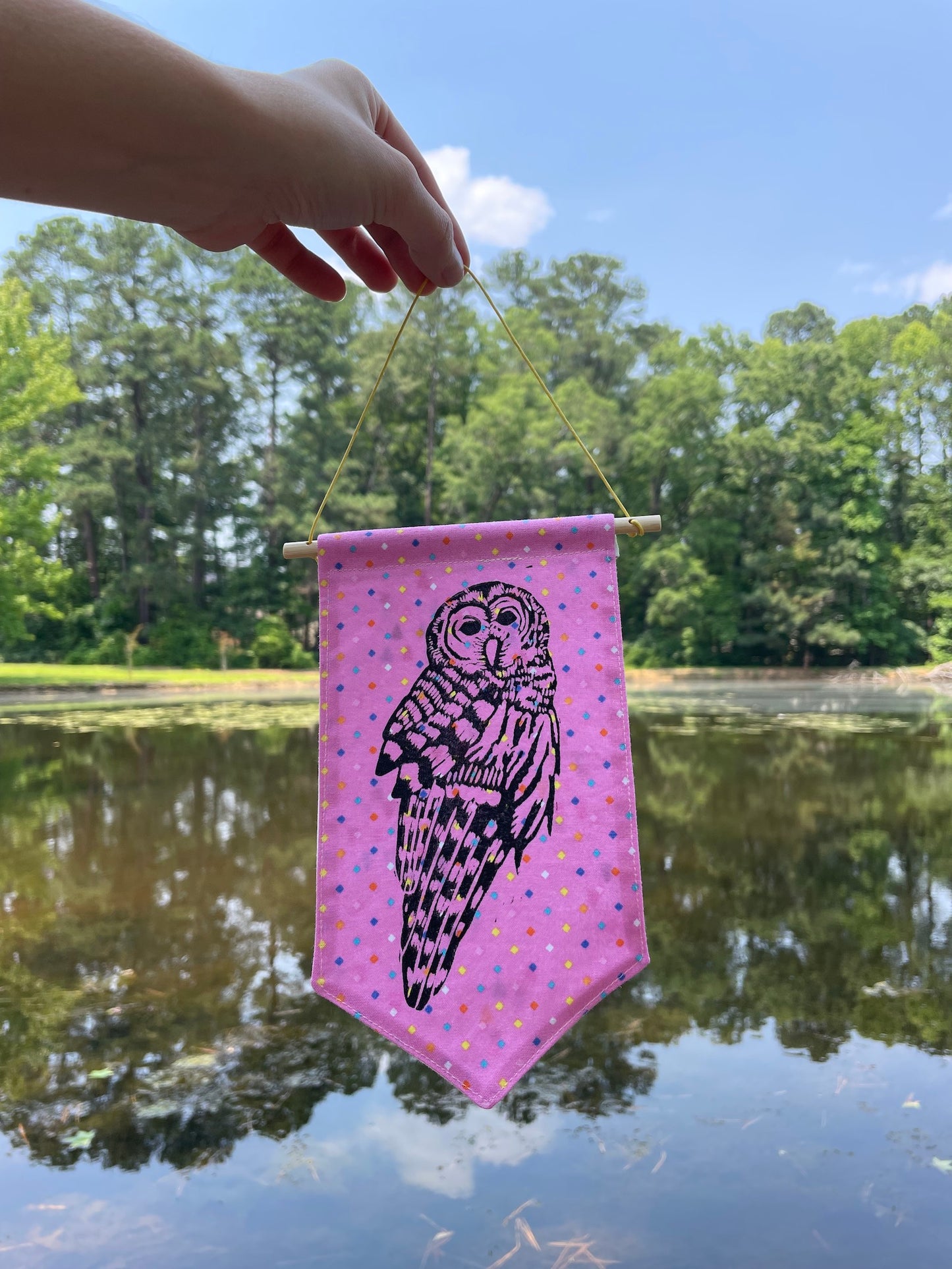 Tiny Banner with Owl-Pink