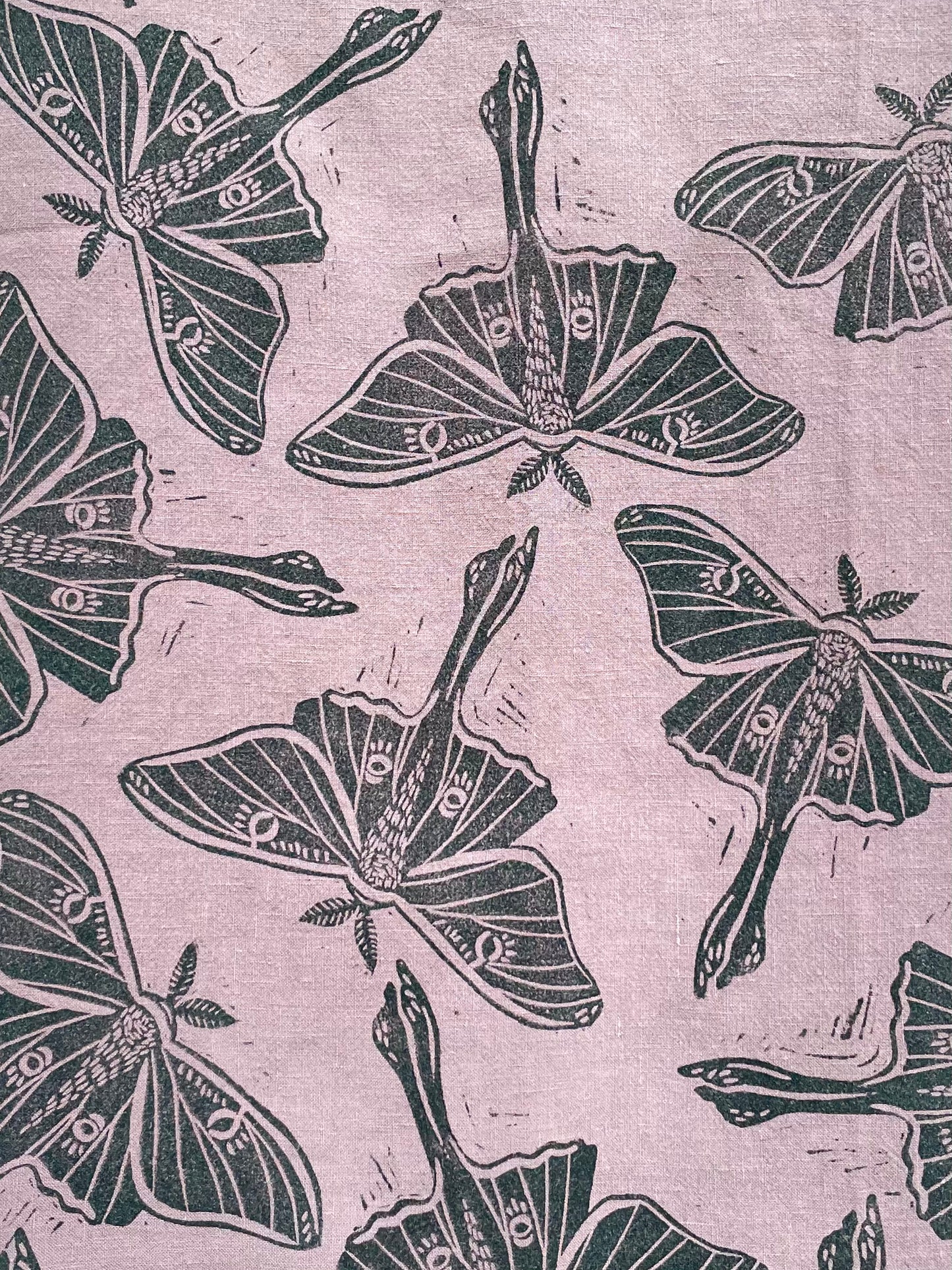 Linen Tea Towel: Luna Moth on Orchid