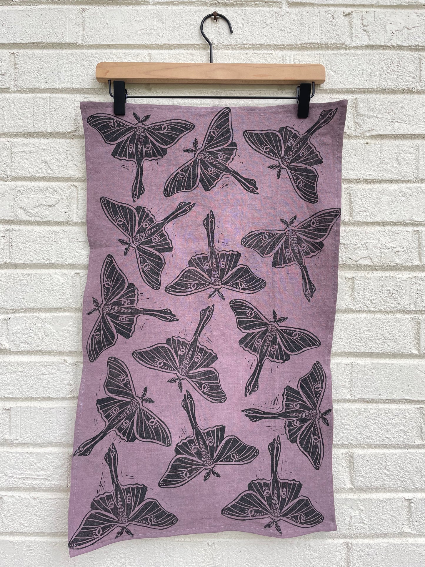 Linen Tea Towel: Luna Moth on Orchid