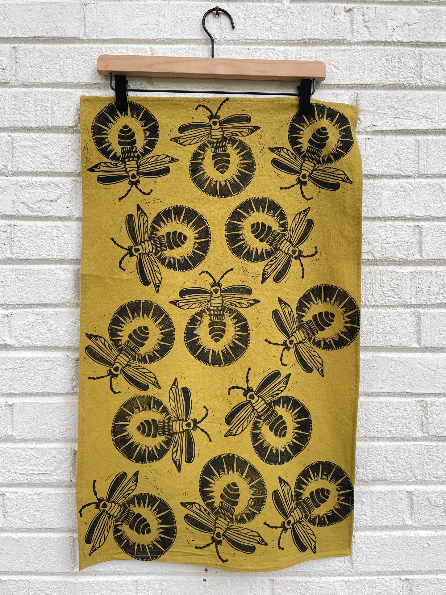 Cotton Tea Towel: Lightning Bug on Citron