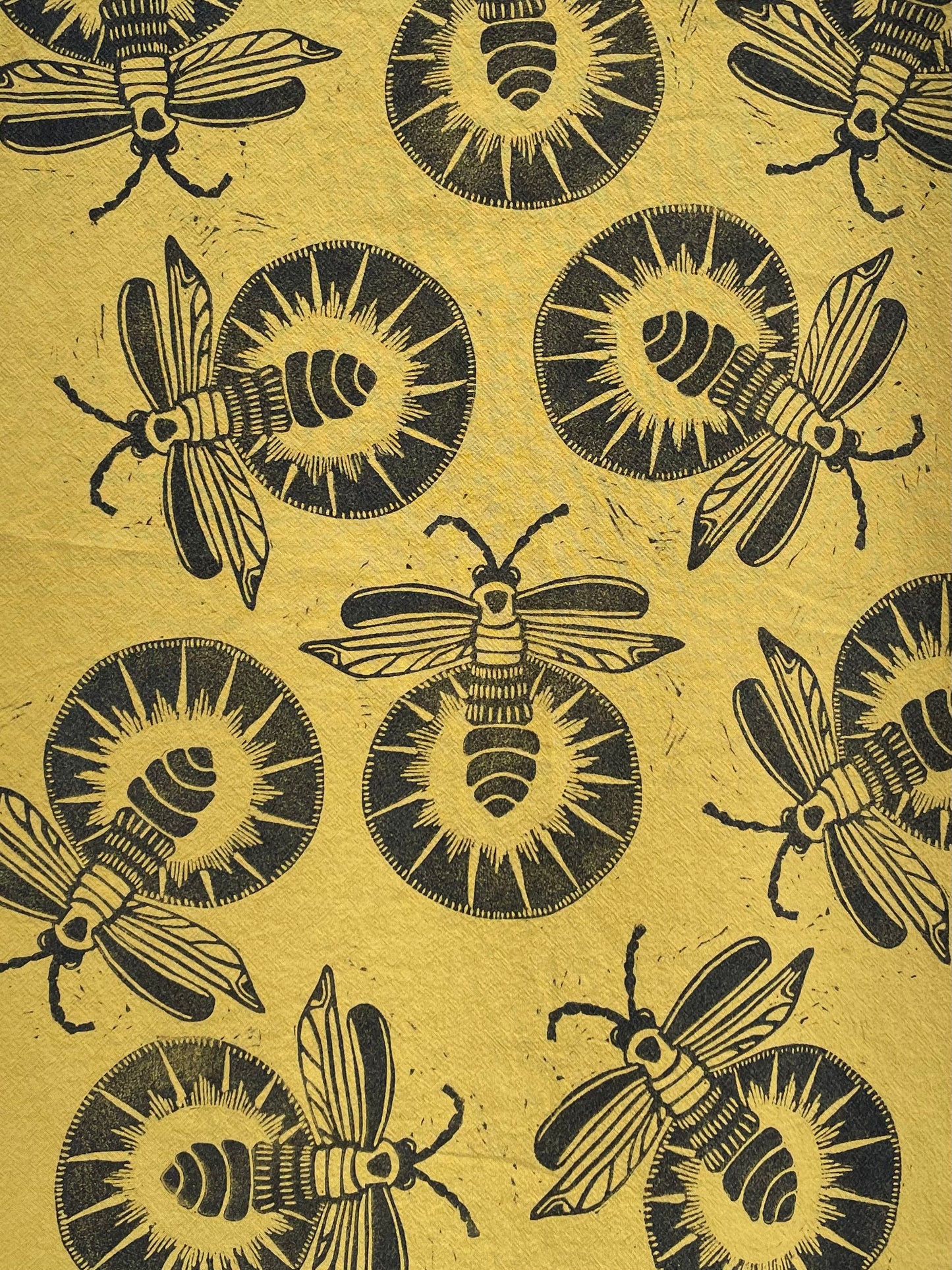 Cotton Tea Towel: Lightning Bug on Citron