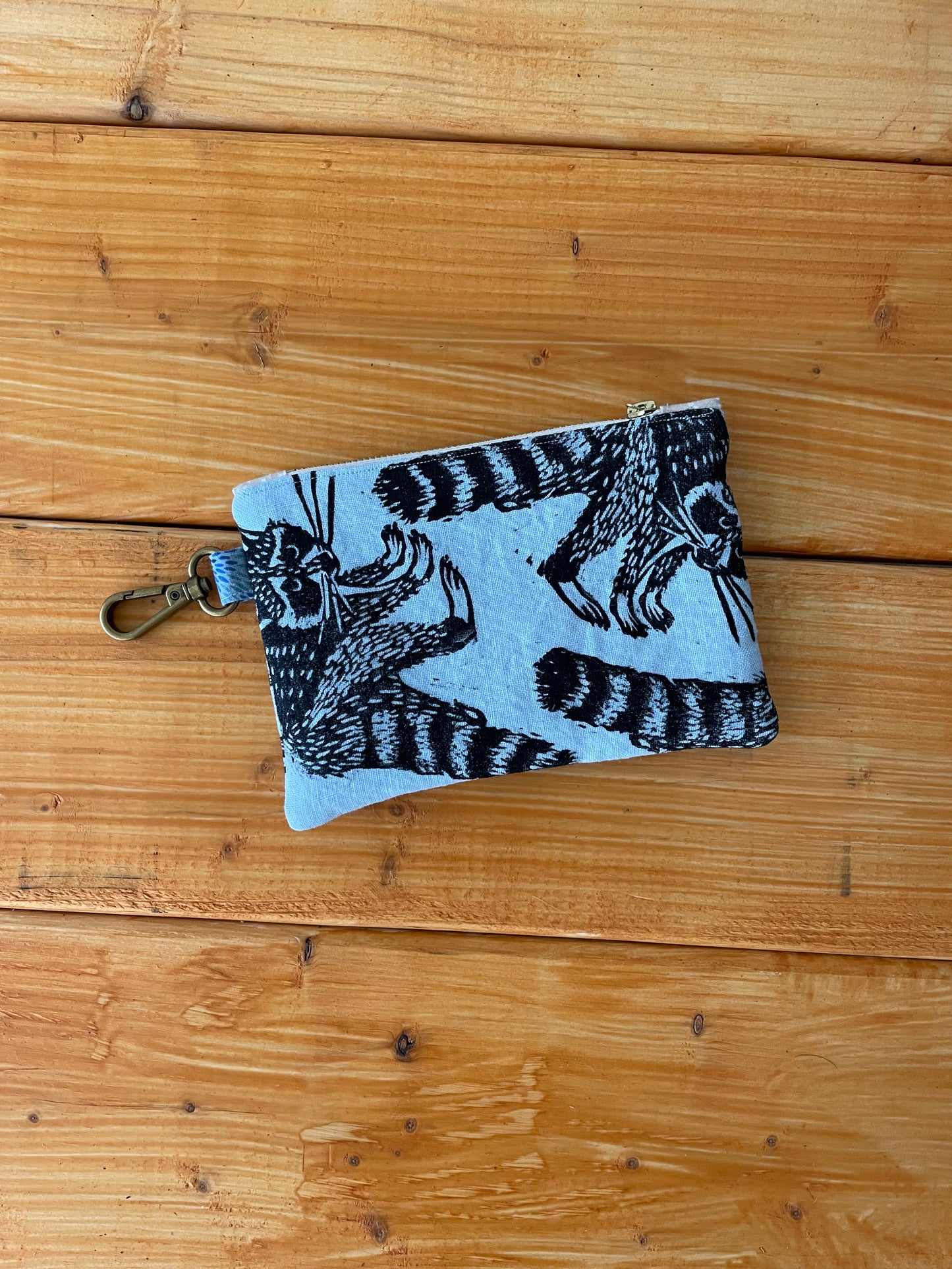 Small Zipper Pouch with Raccoon