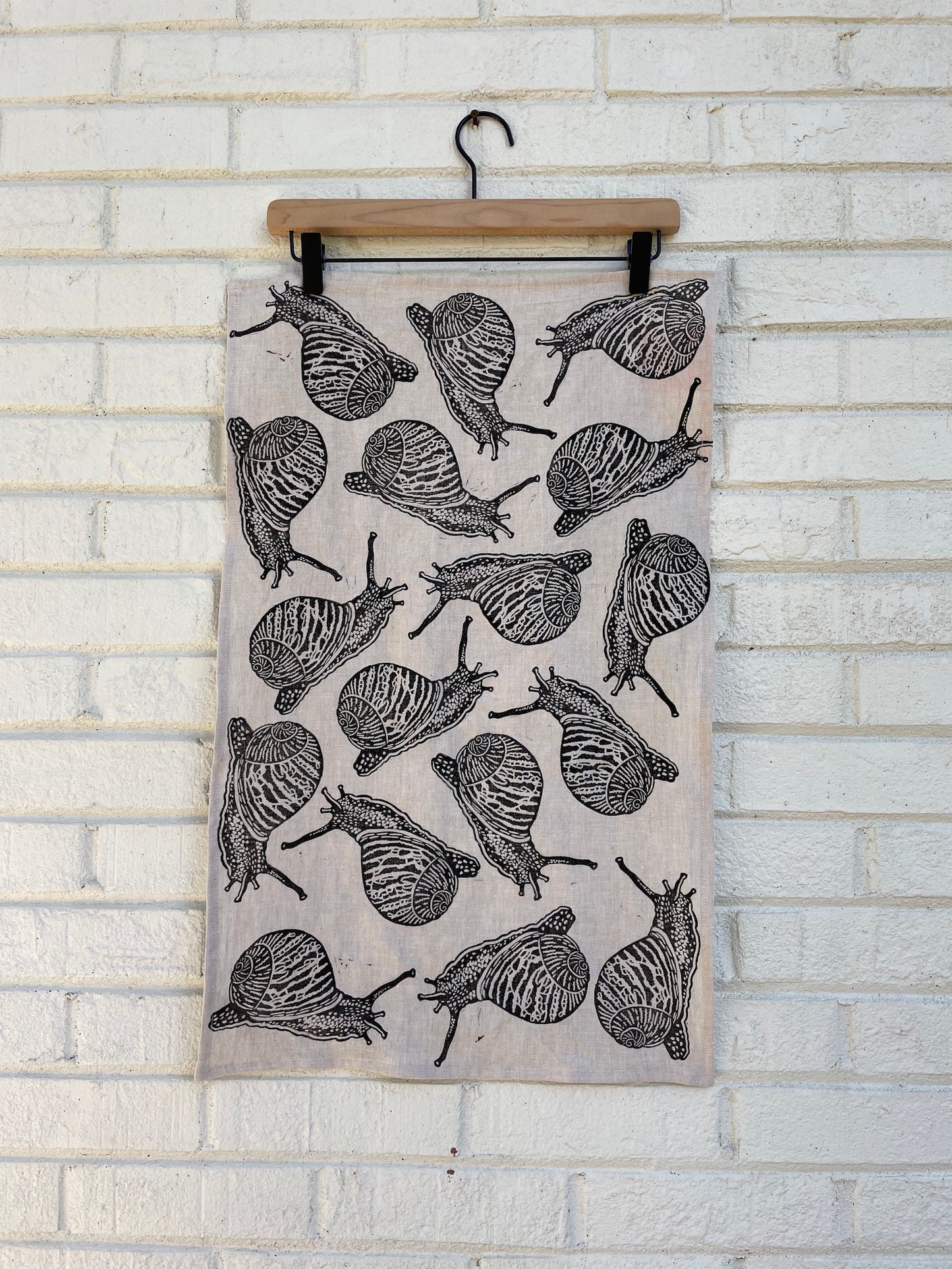 Linen Tea Towel: Garden Snail on Natural