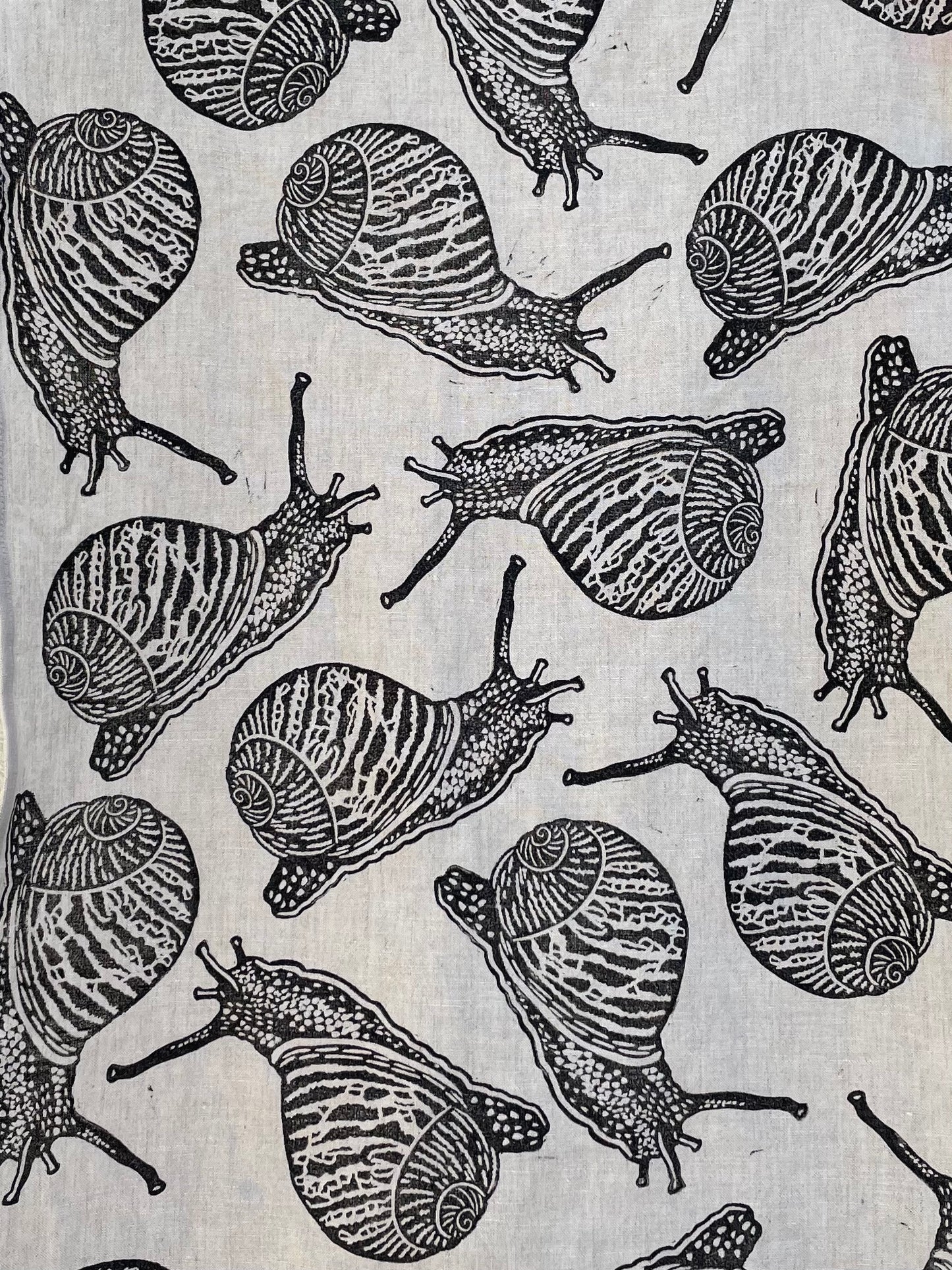 Linen Tea Towel: Garden Snail on Natural