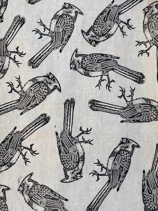 Linen Tea Towel: Cardinal on Natural