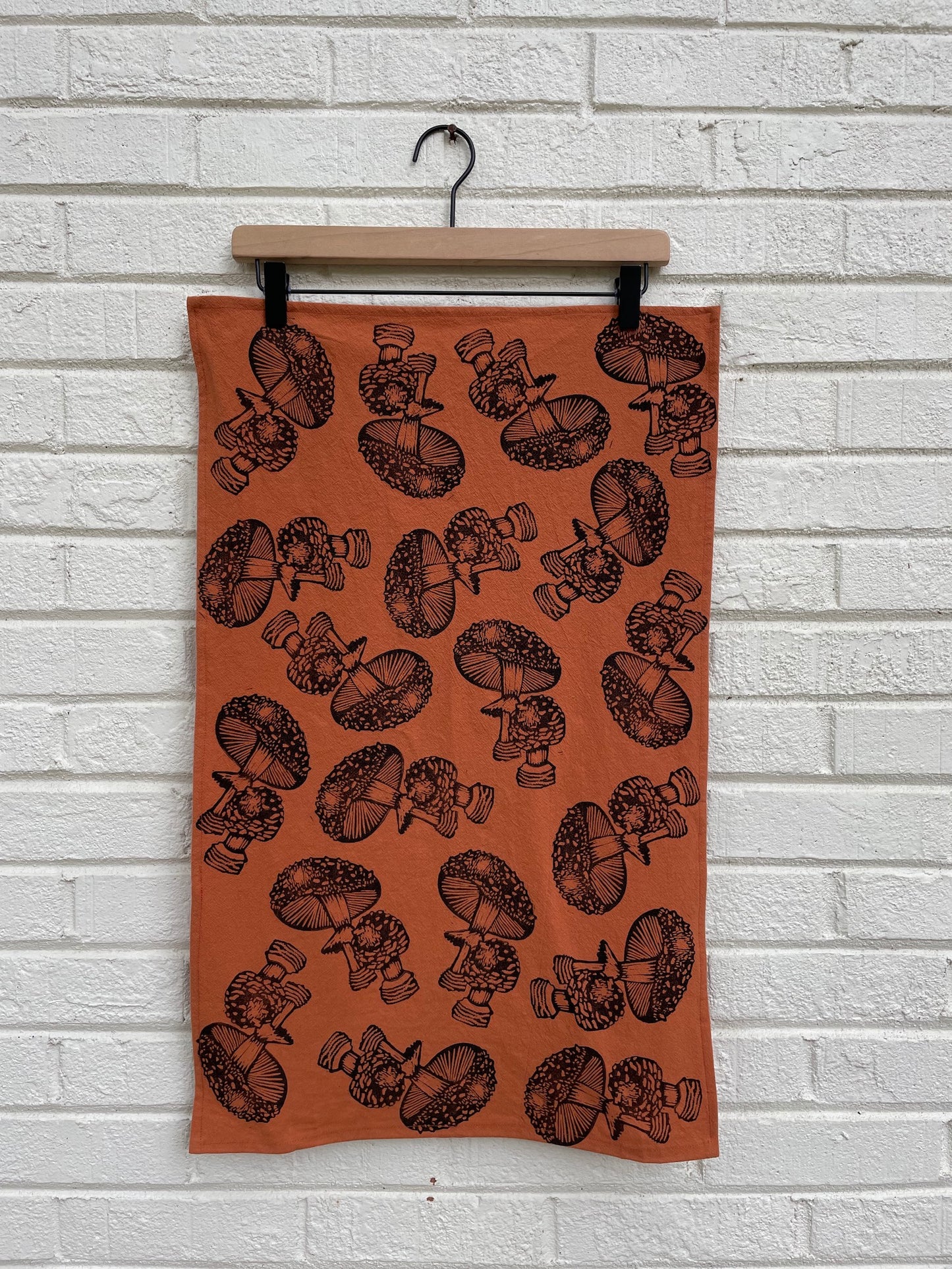 Cotton Tea Towel: Mushroom on Copper