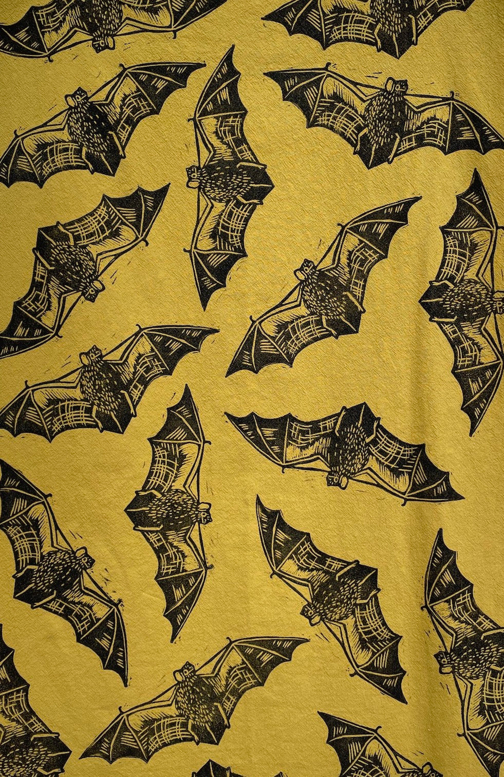 Cotton Tea Towel: Bat on Chartreuse