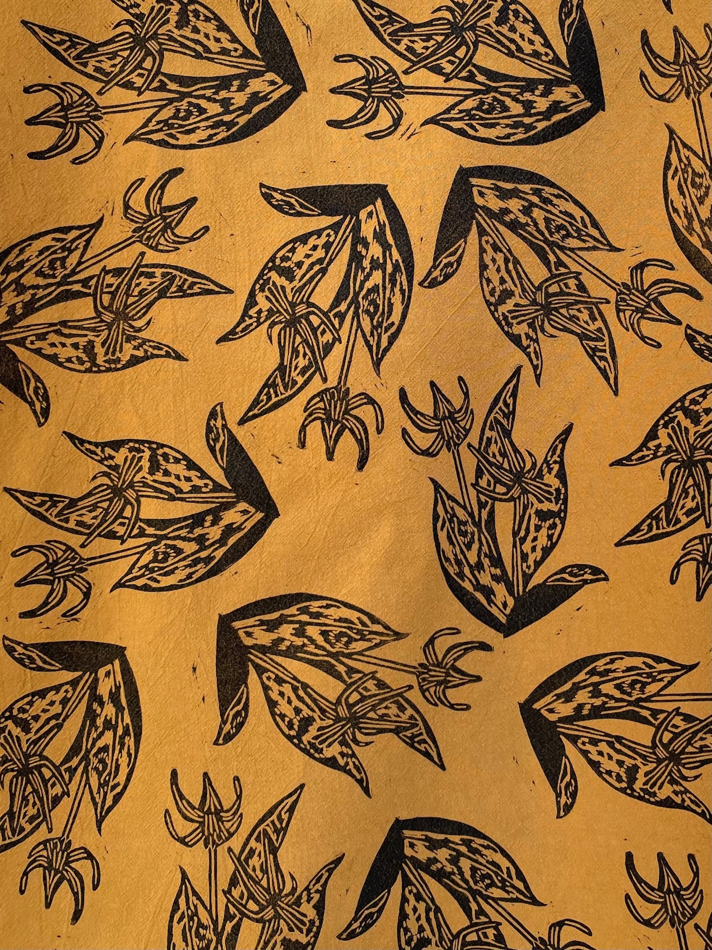 Cotton Tea Towel: Trout Lily on Cumin