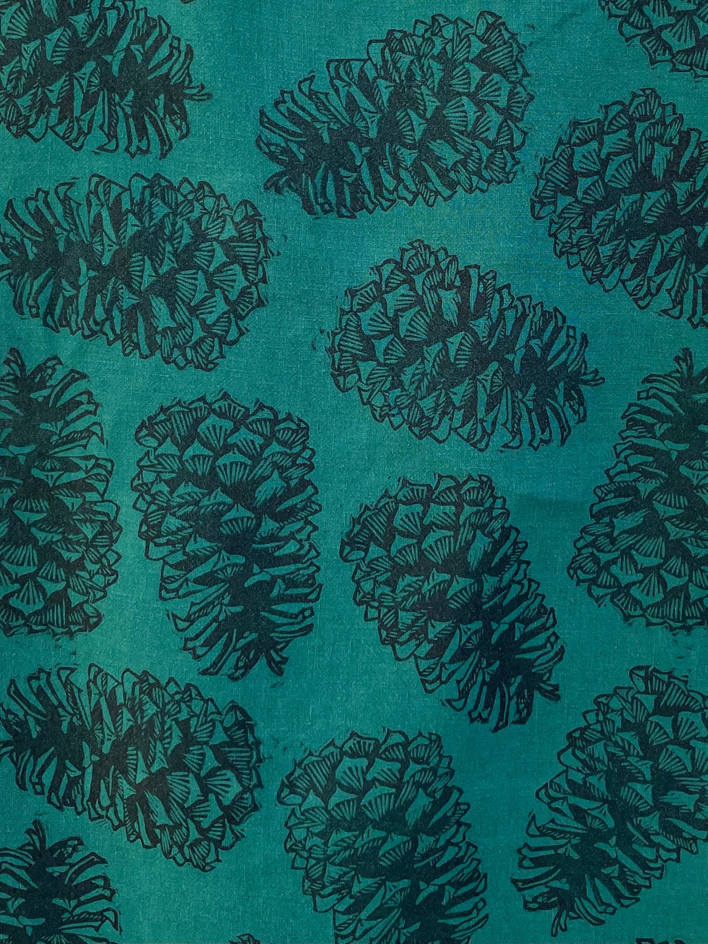 Linen Tea Towel: Pinecone on Emerald