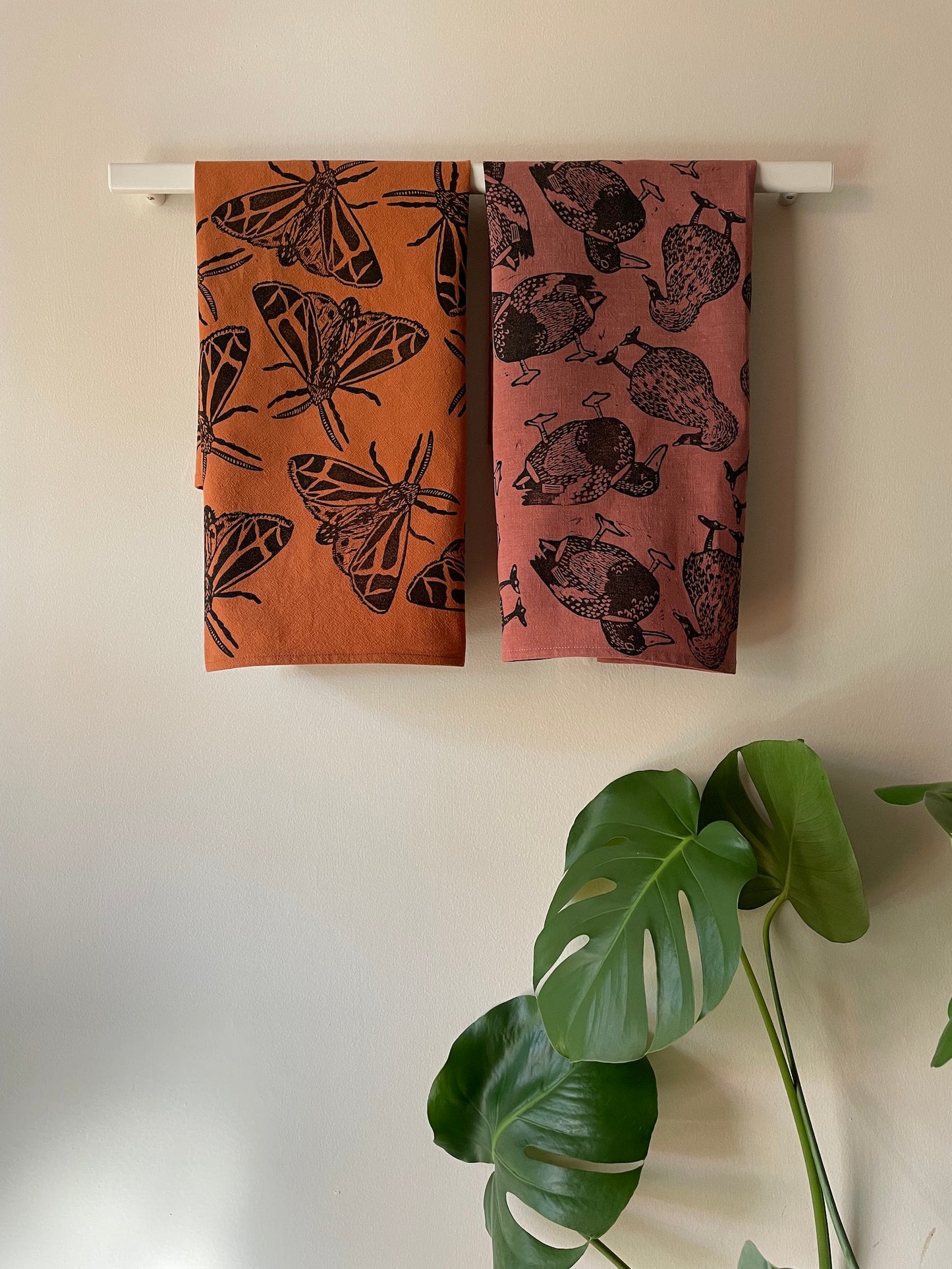 Cotton Tea Towel: Harnessed Tiger Moth on Orange