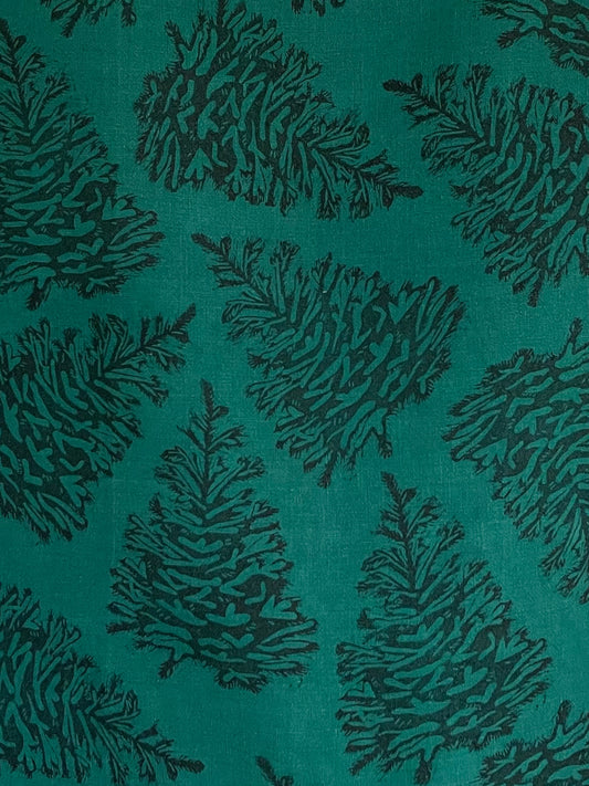 Linen Tea Towel: Fraser Fir on Emerald