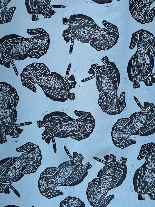 Cotton Tea Towel: Dachshund on Cornflower