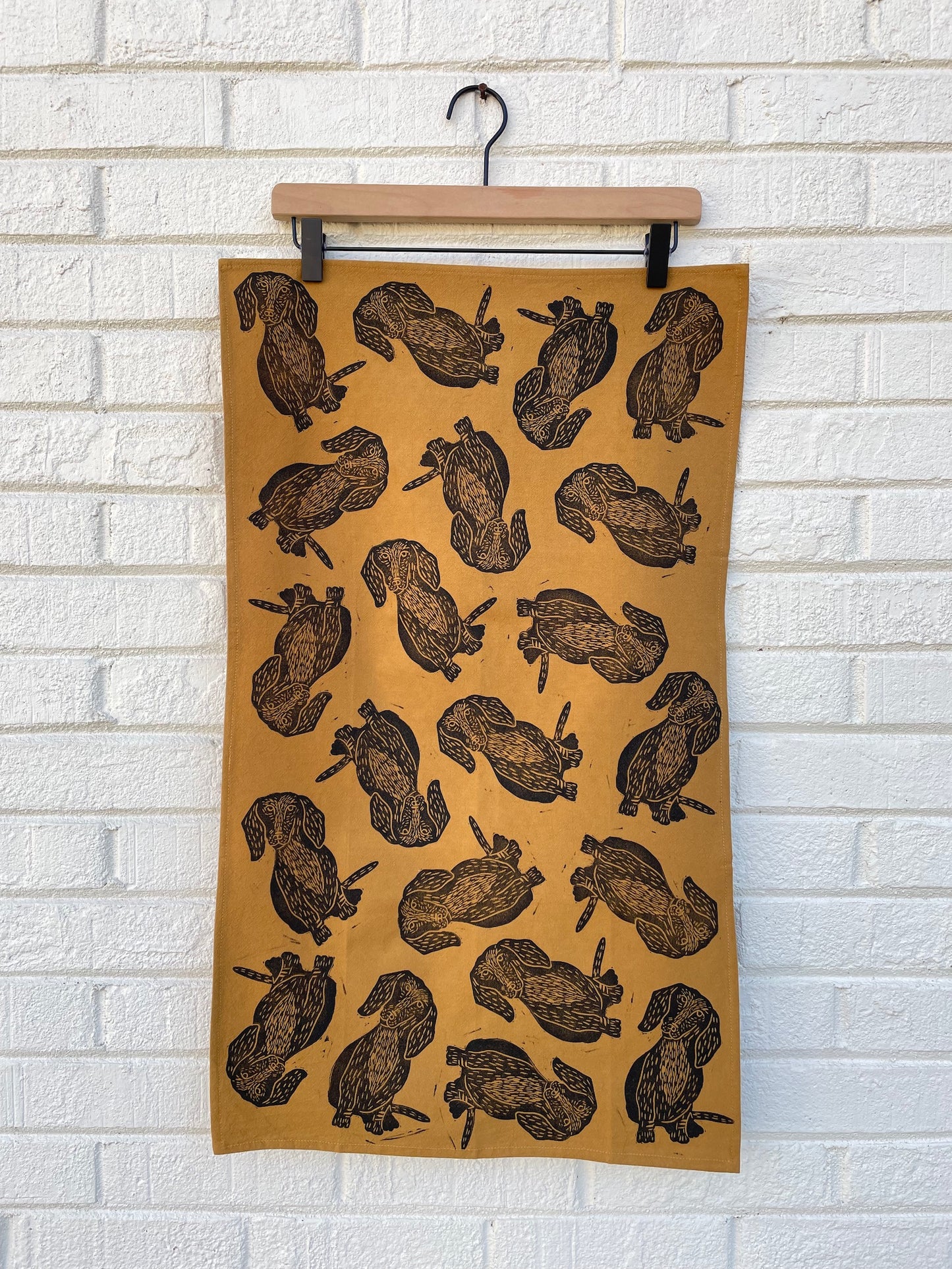 Cotton Tea Towel: Dachshund on Pumpkin