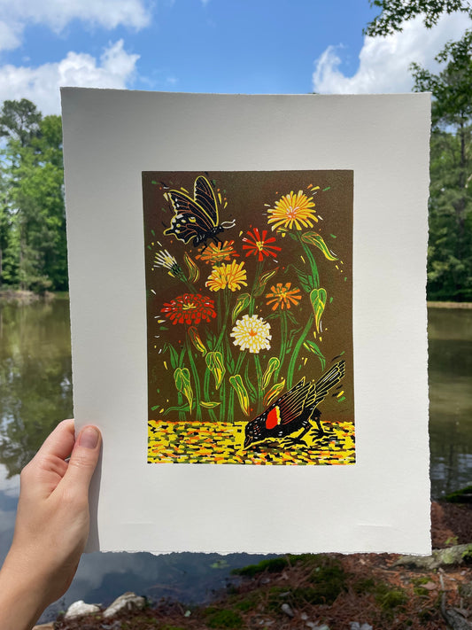 Zinnias for Mom in Brown