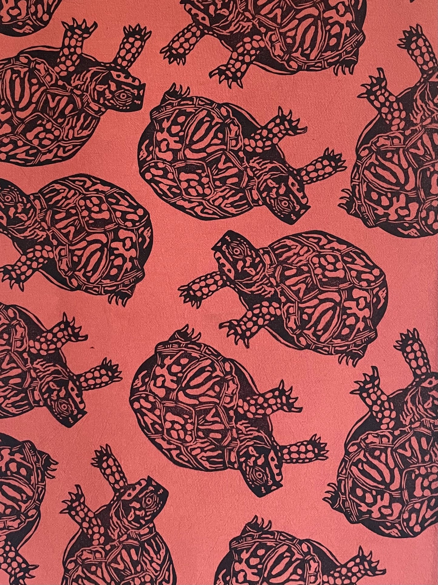 Cotton Tea Towel: Turtle on Rust