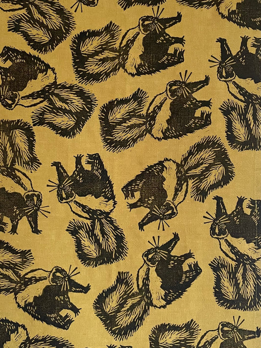 Linen Tea Towel: Skunk on Citron