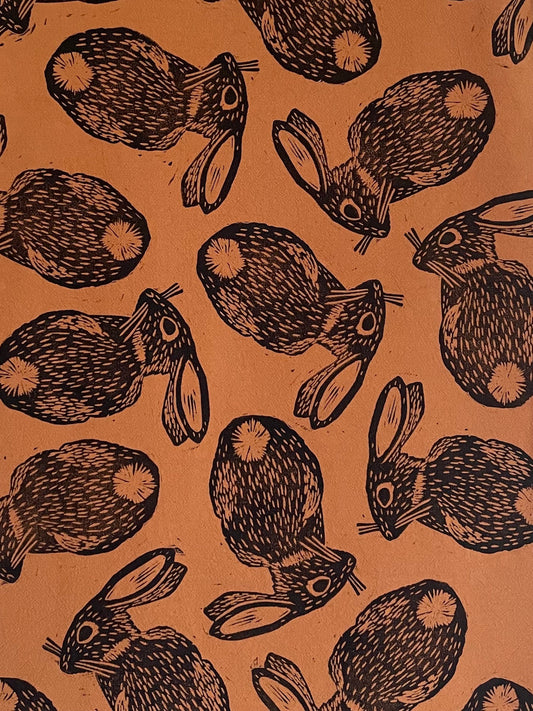 Cotton Tea Towel: Rabbit on Pumpkin
