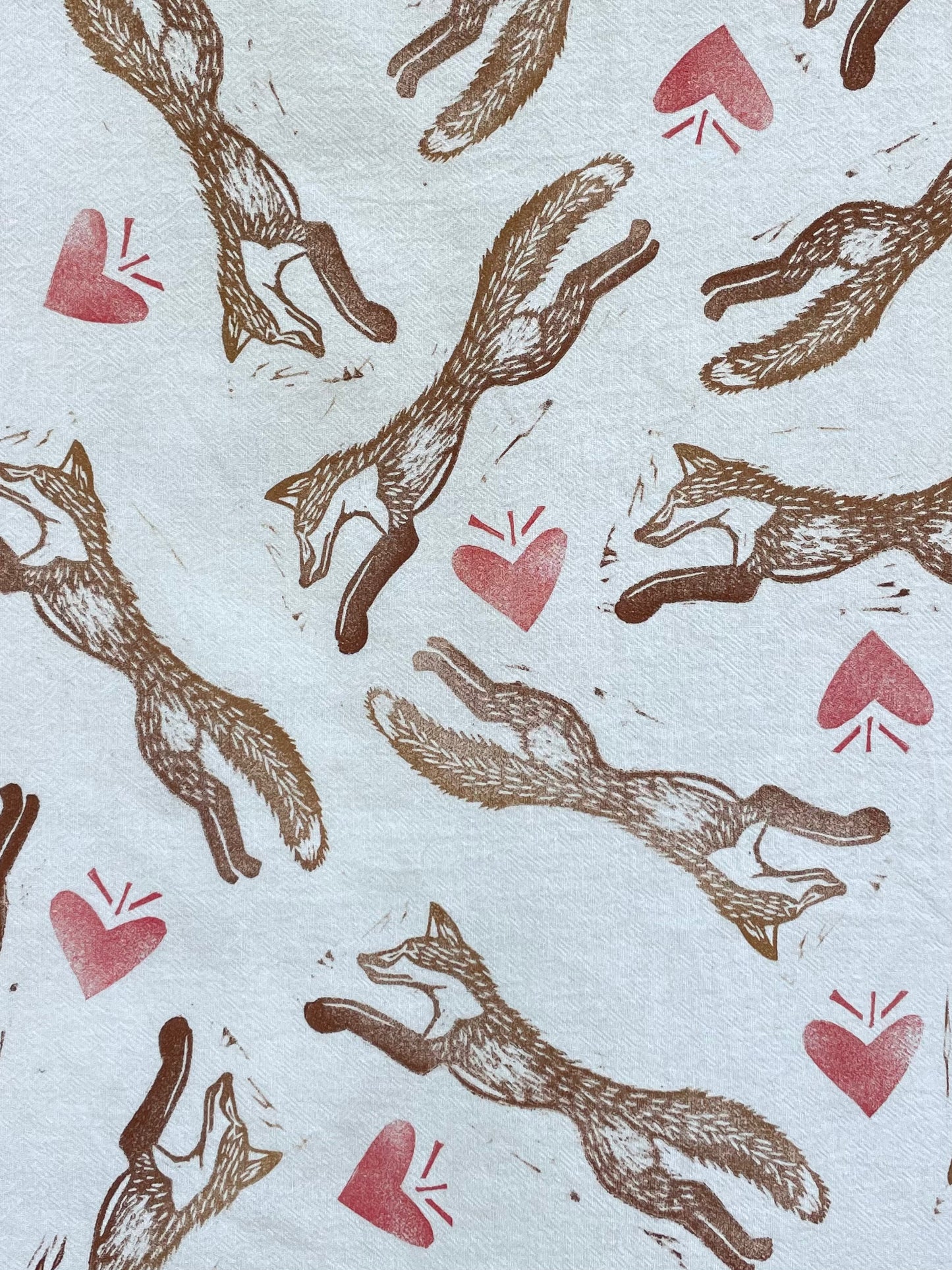Cotton Tea Towel: Brown Fox on White
