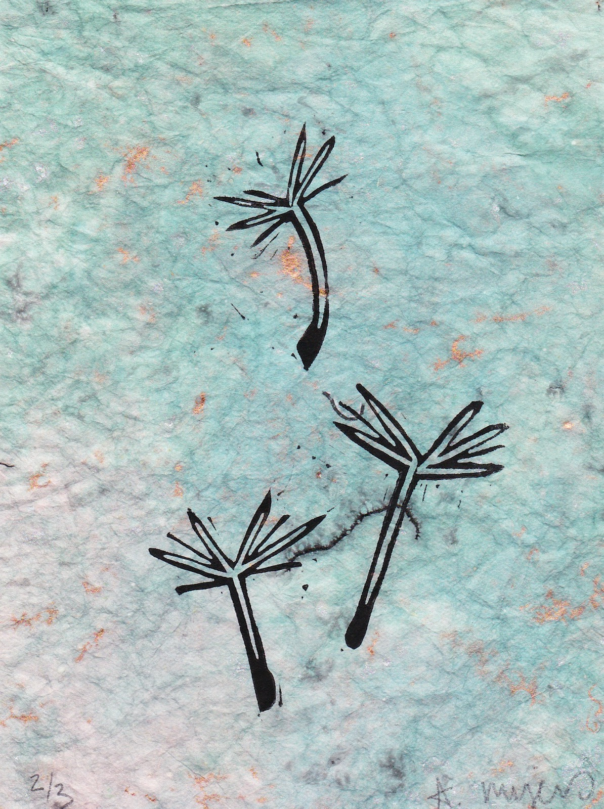 Dandelion seeds on Fancy Paper-Blue