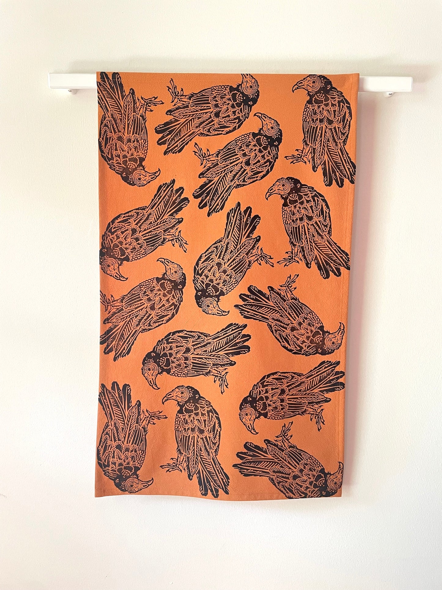 Cotton Tea Towel: Turkey Vulture on Copper