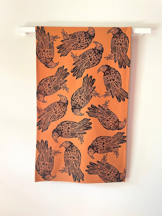 Cotton Tea Towel: Turkey Vulture on Copper