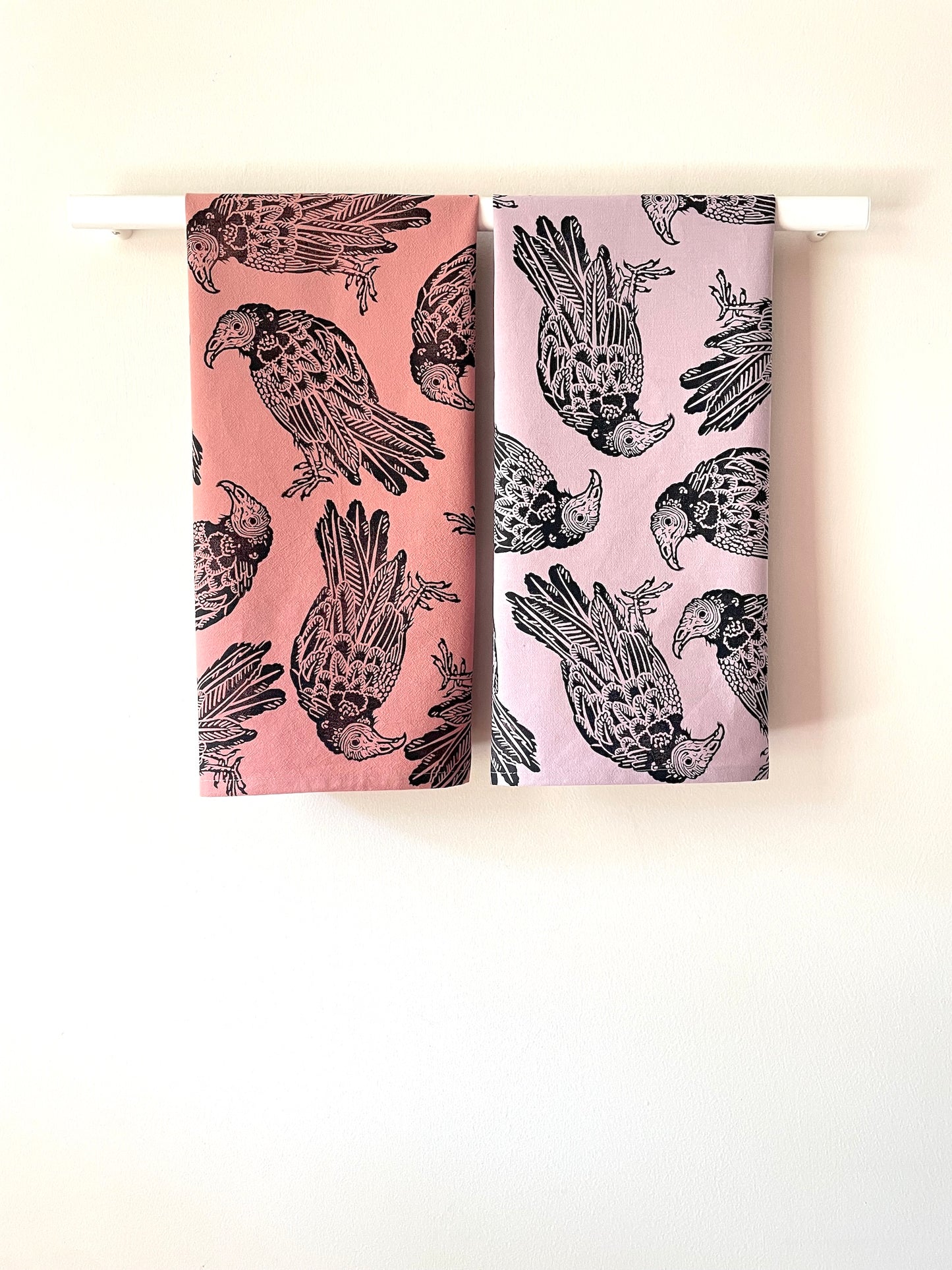Cotton Tea Towel: Turkey Vulture on Lavender