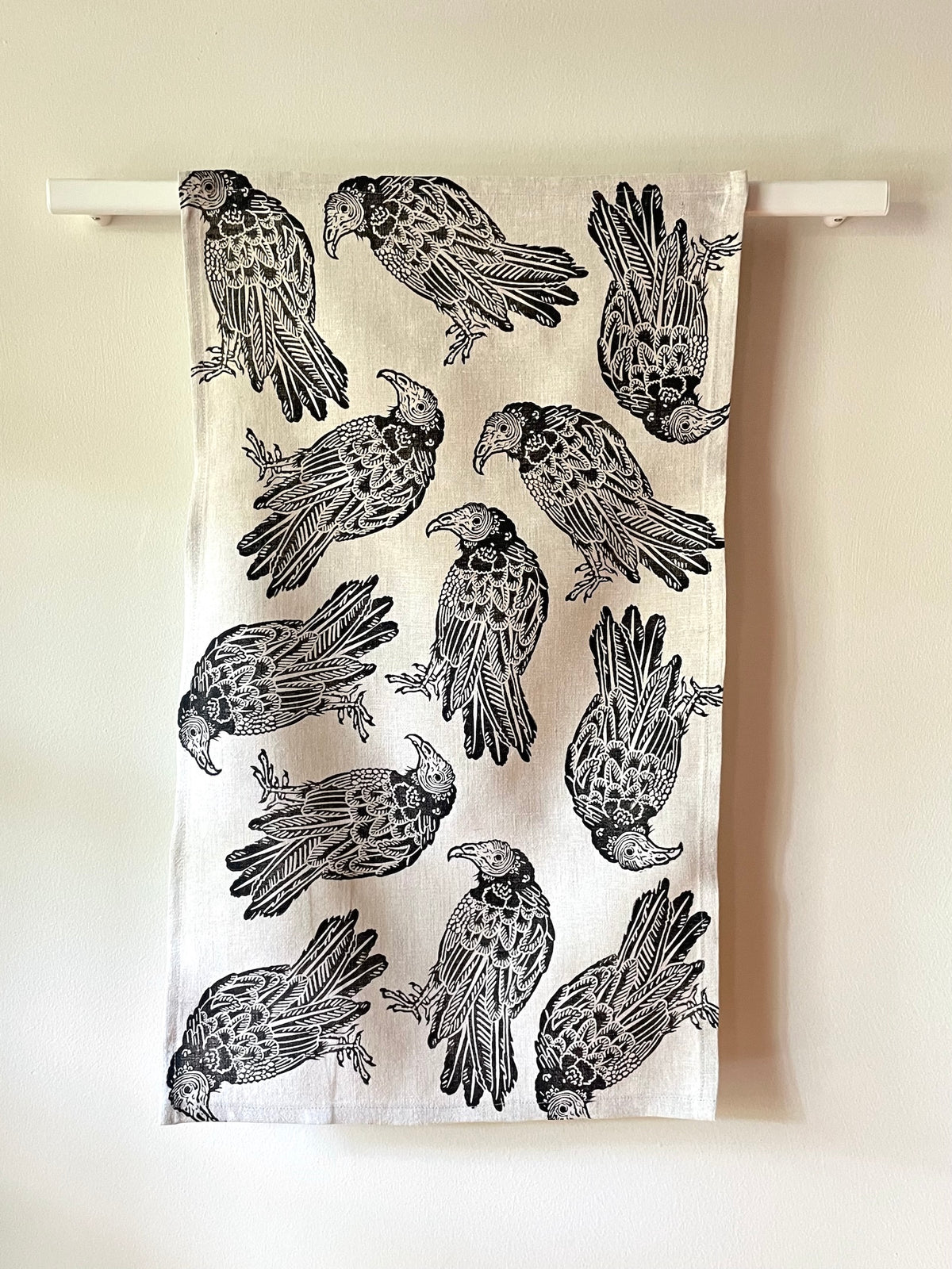 Linen Tea Towel: Turkey Vulture on Natural