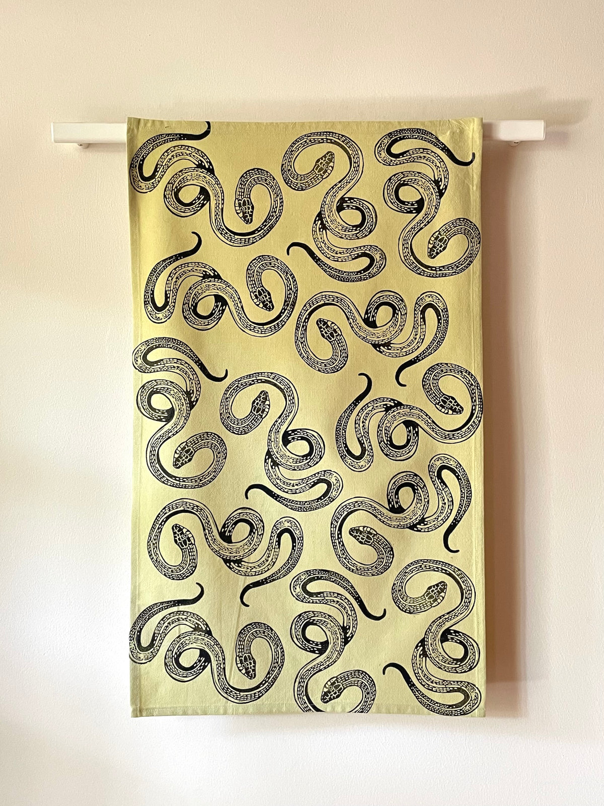 Cotton Tea Towel: Snake on Honey Dew