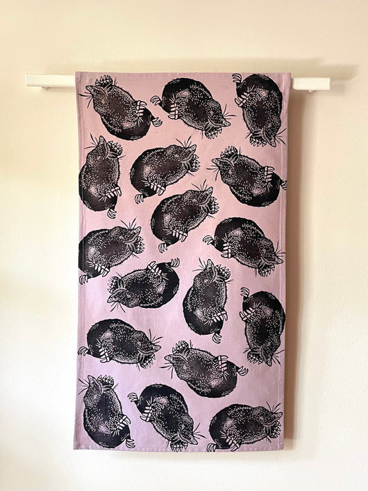 Cotton Tea Towel: Mole on Lavender