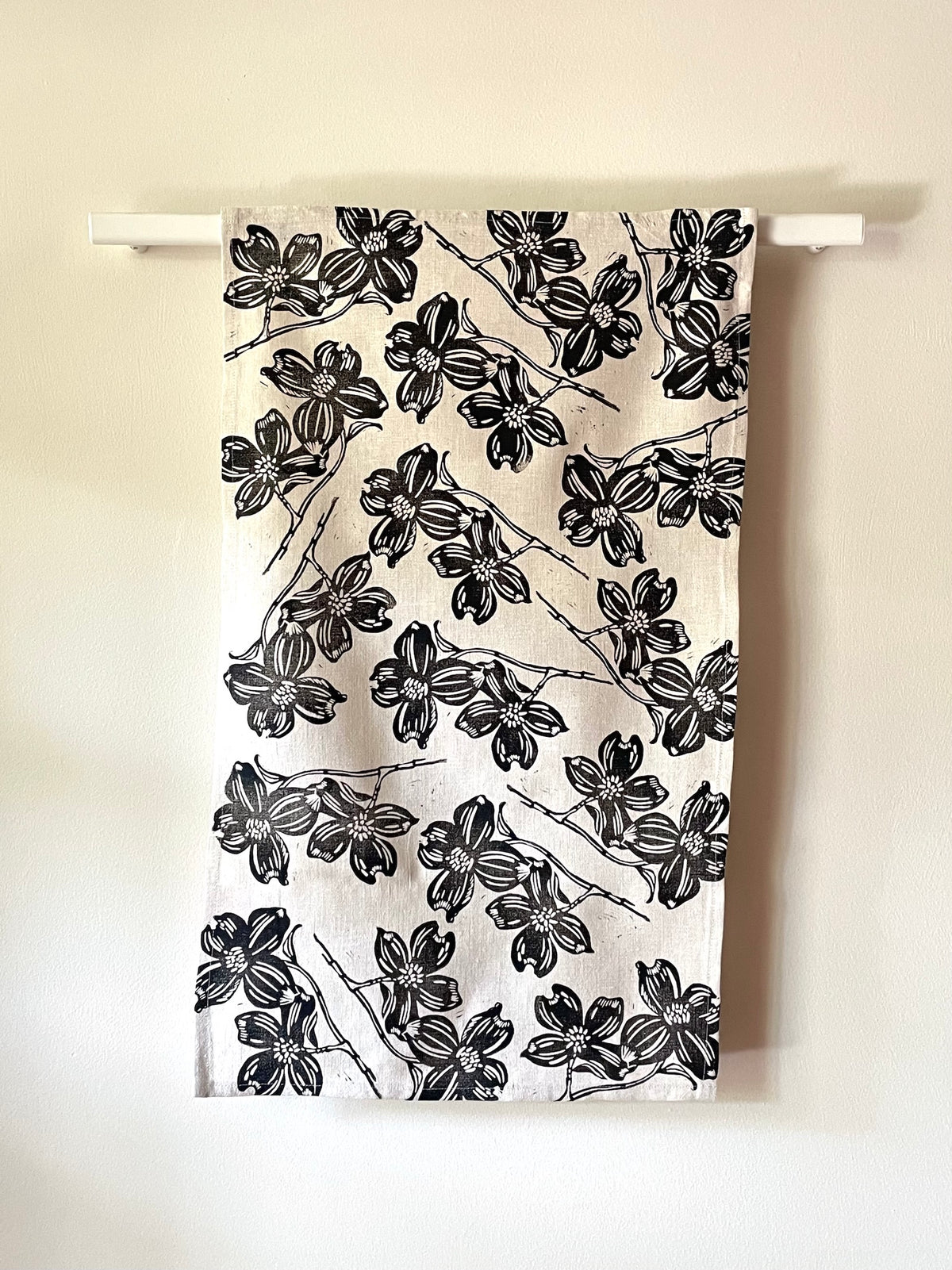 Linen Tea Towel: Dogwood on Natural