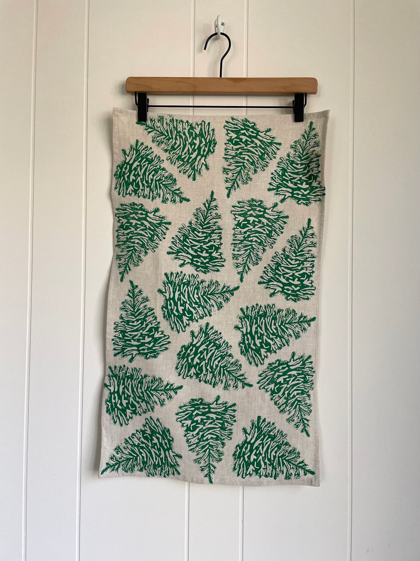 Linen Tea Towel: Fraser Fir on Natural