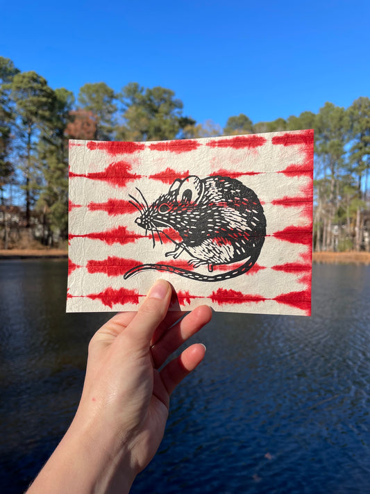 House Mouse on Red Shibori