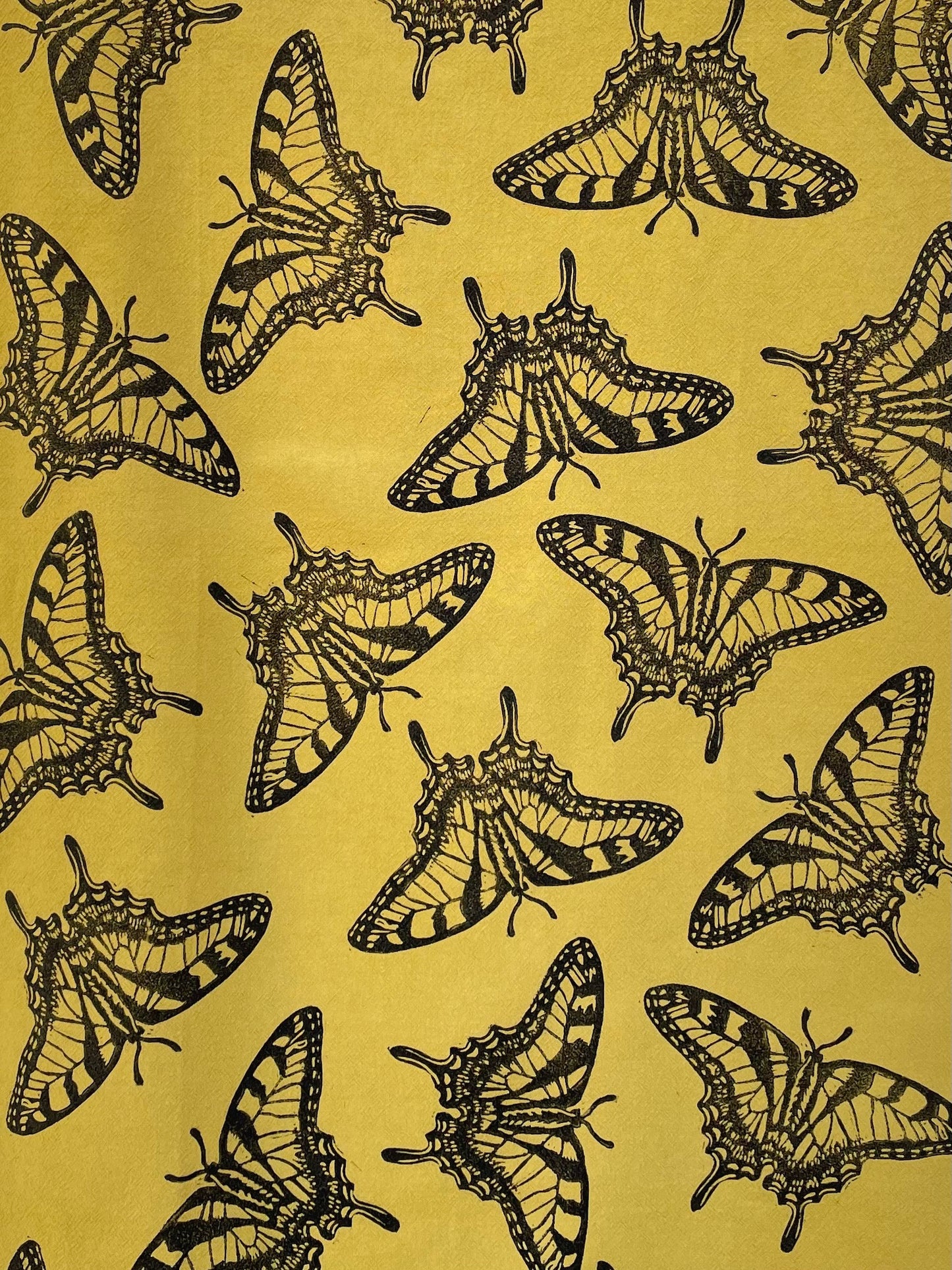 Cotton Tea Towel:  Swallowtail Butterfly on Chartreuse