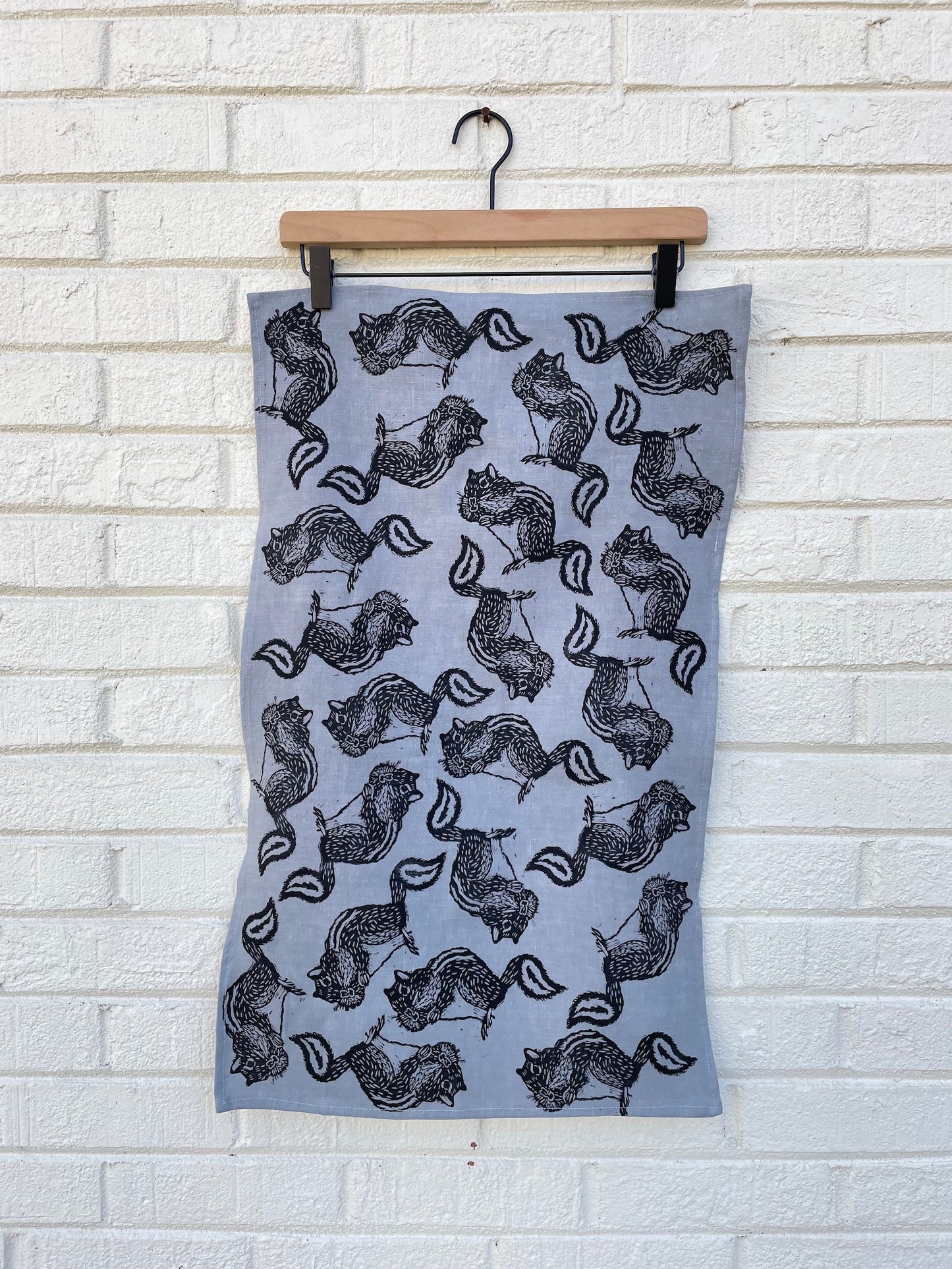 Linen Tea Towel: Chipmunk on Steel