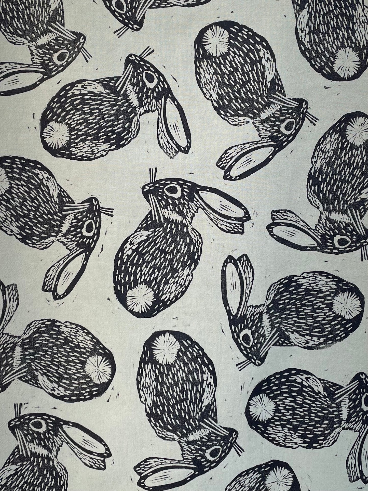 Cotton Tea Towel: Eastern Cottontail Rabbit on Sage