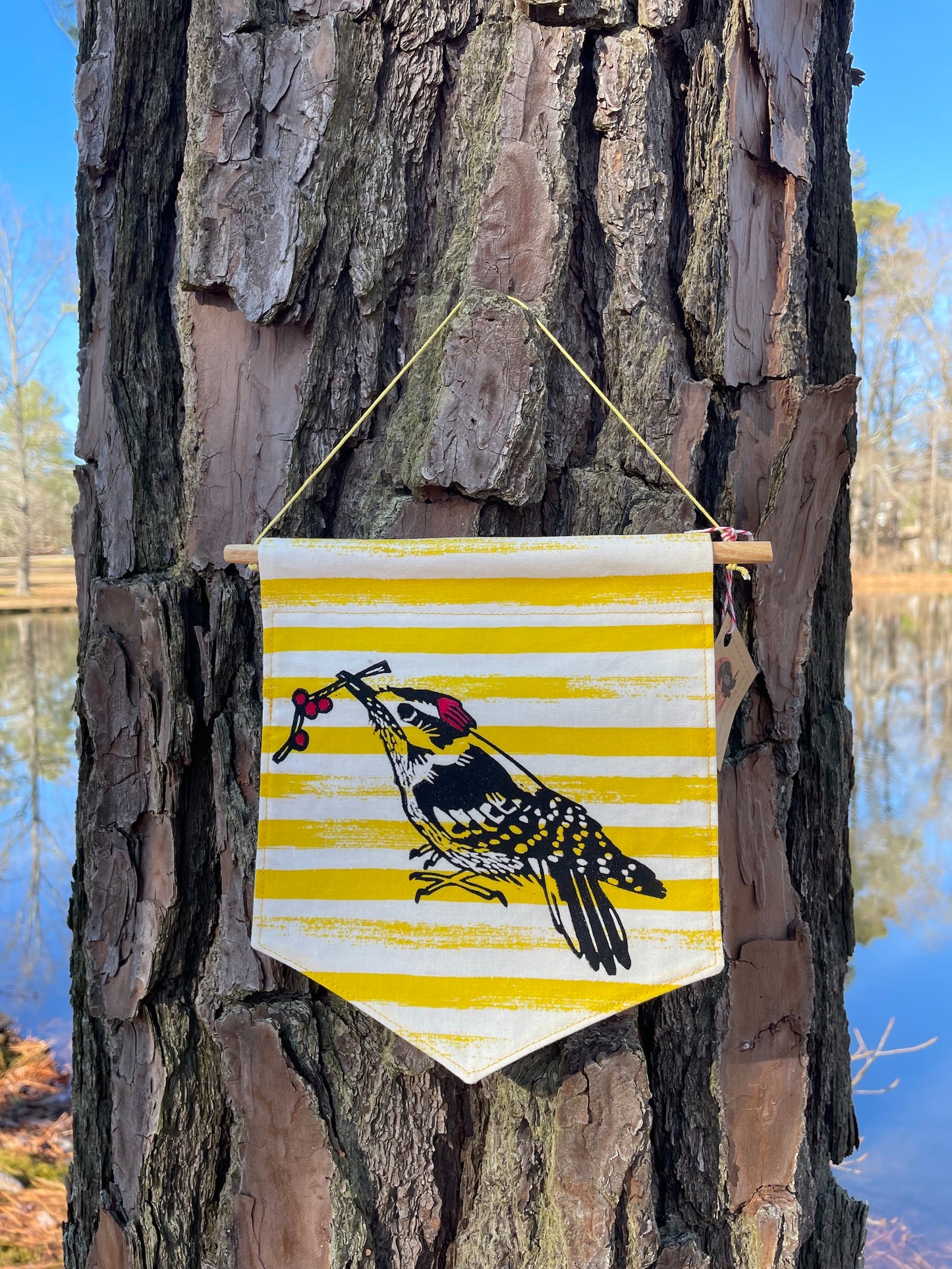 Tiny Banner with Downy Woodpecker