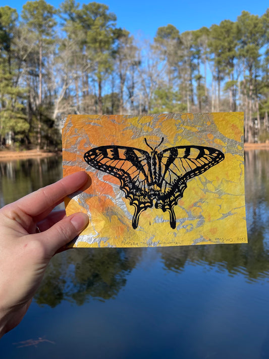 Swallowtail Butterfly on Fancy Paper-Yellow Marble