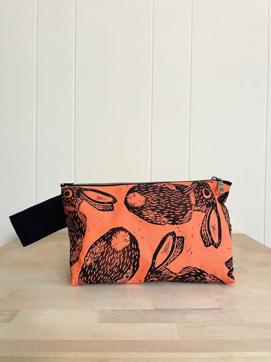 Large Zipper Pouch with Rabbit