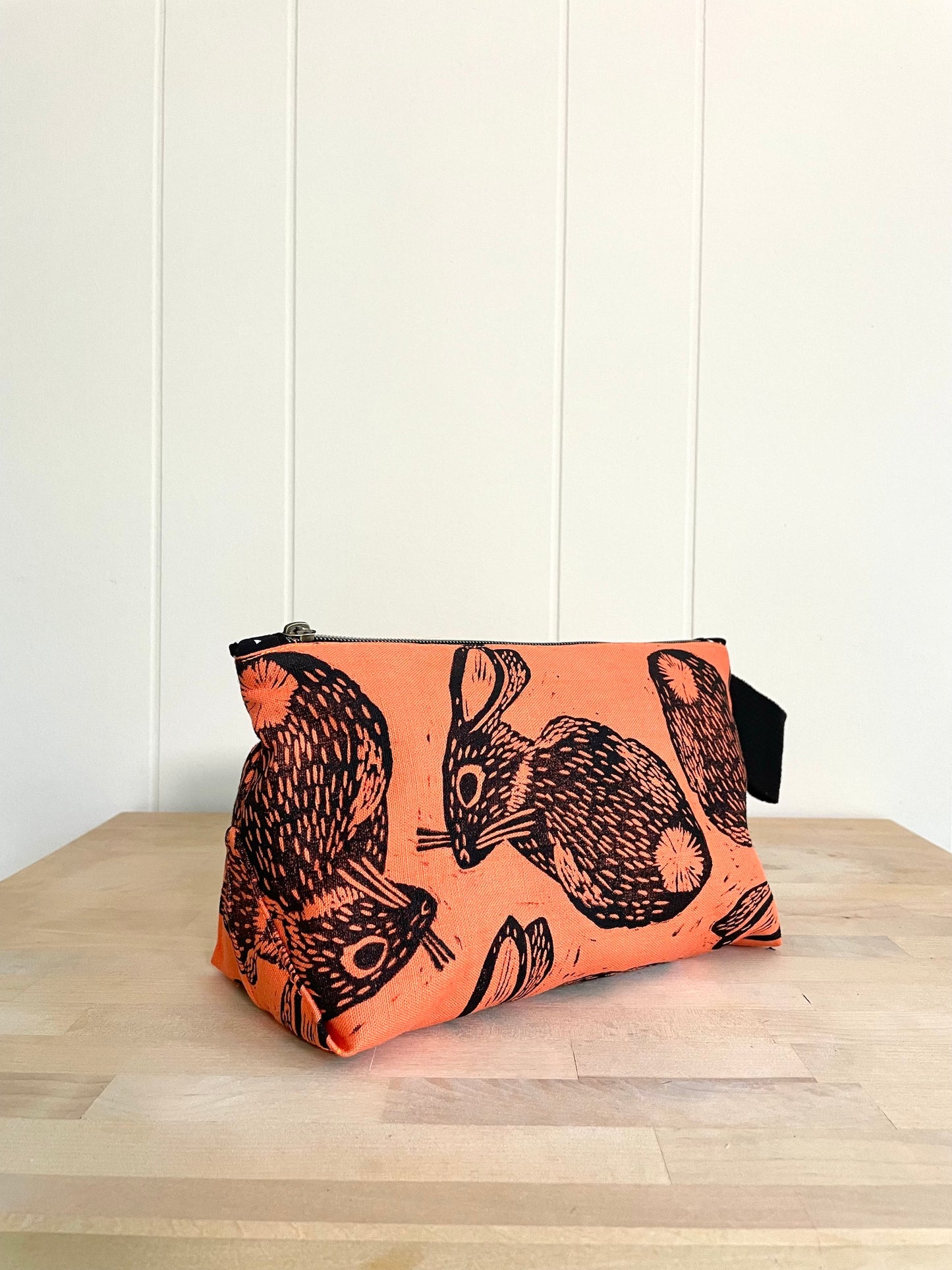 Large Zipper Pouch with Rabbit