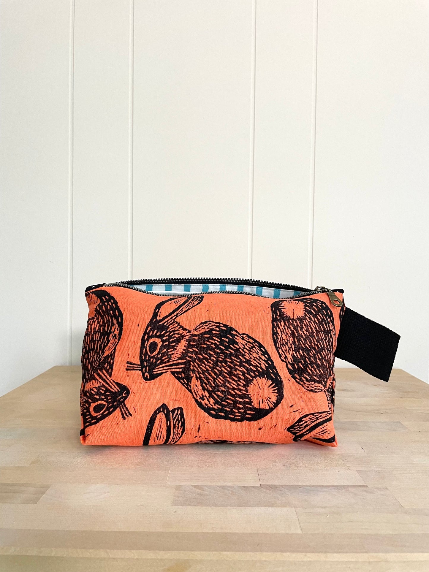 Large Zipper Pouch with Rabbit