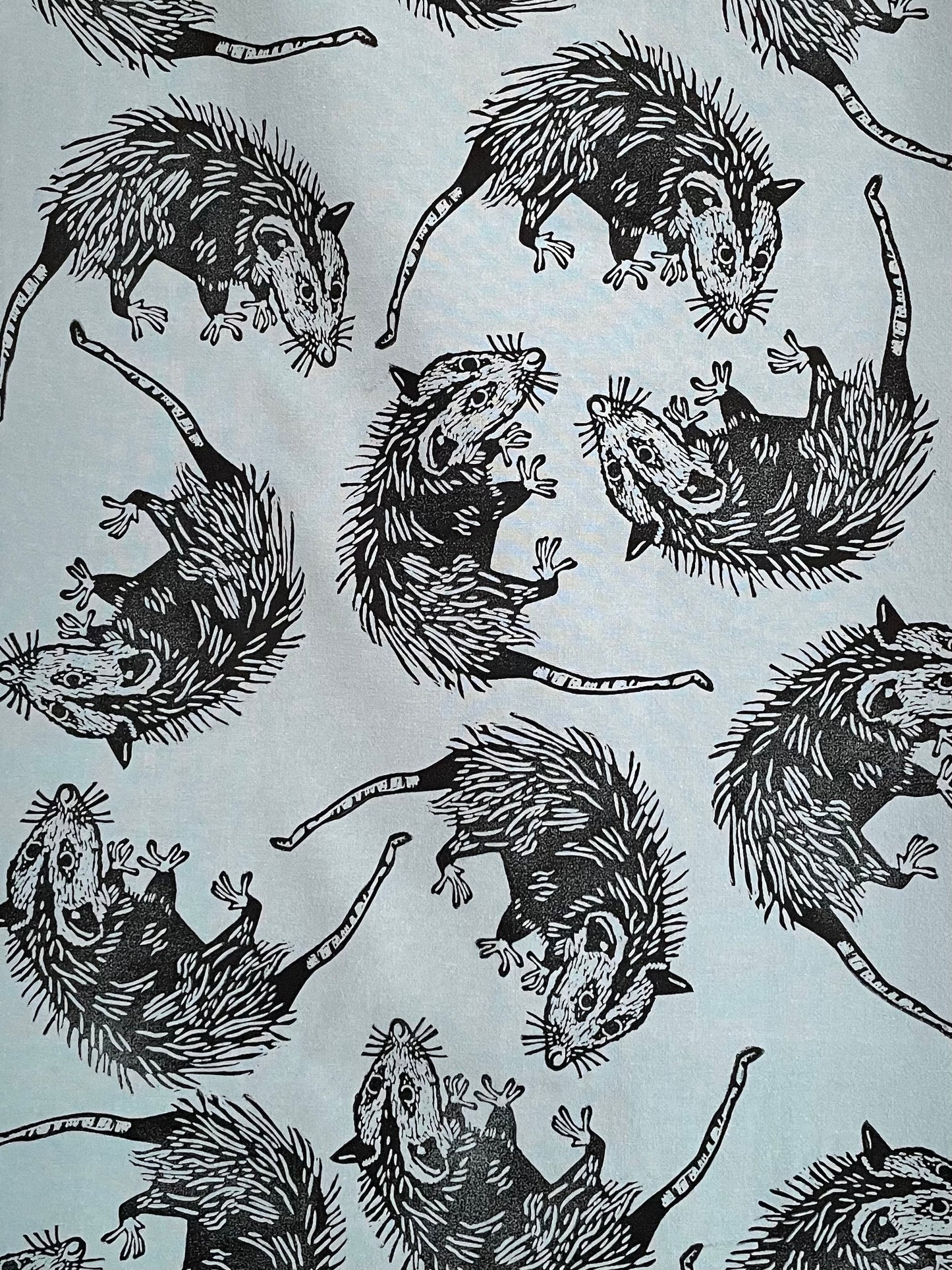 Cotton Tea Towel: Opossum on Cornflower