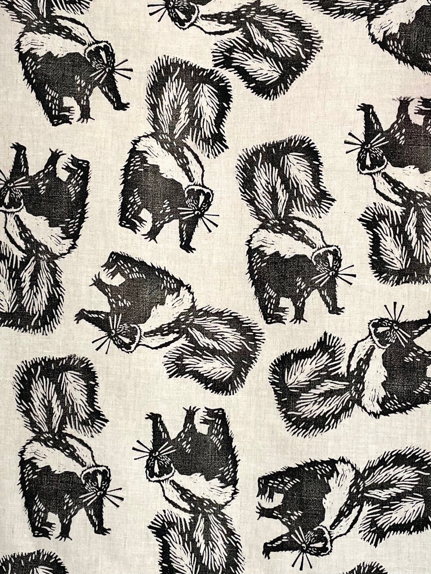 Linen Tea Towel: Skunk on Natural