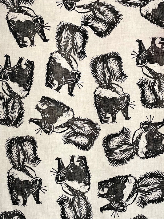 Linen Tea Towel: Skunk on Natural