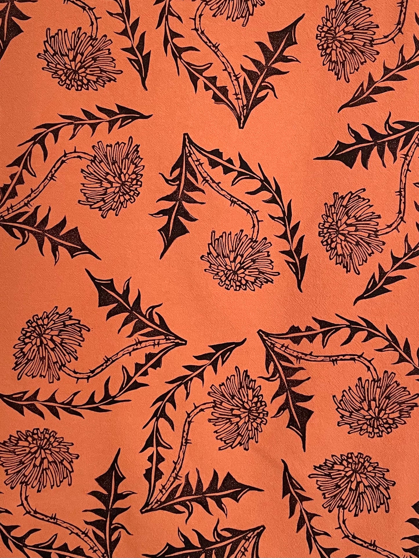 Cotton Tea Towel: Dandelion on Burnt Orange