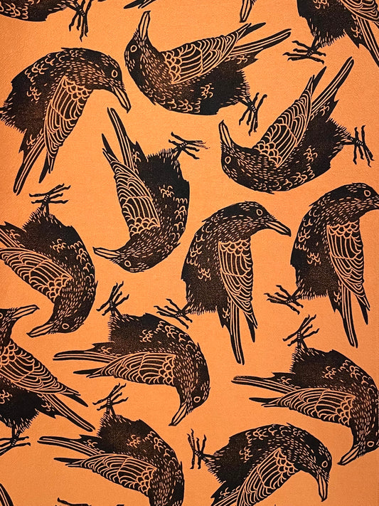 Cotton Tea Towel: Crow on Amber