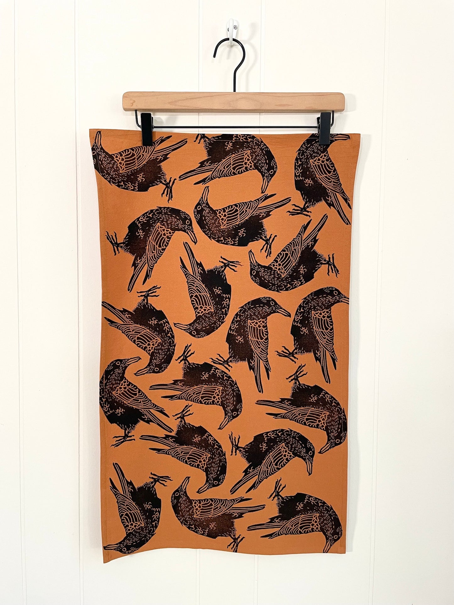 Cotton Tea Towel: Crow on Amber