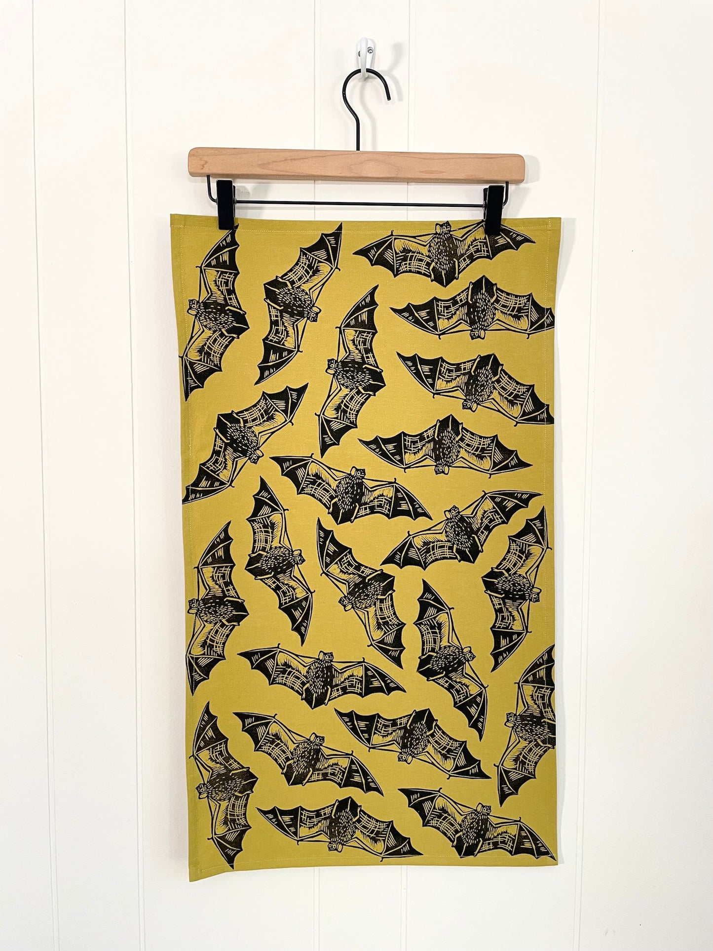 Cotton Tea Towel: Eastern Red Bat on Chartreuse